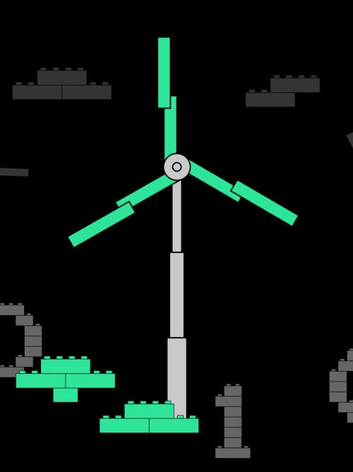 Illustration einer Windkraftanlage aus Lego 