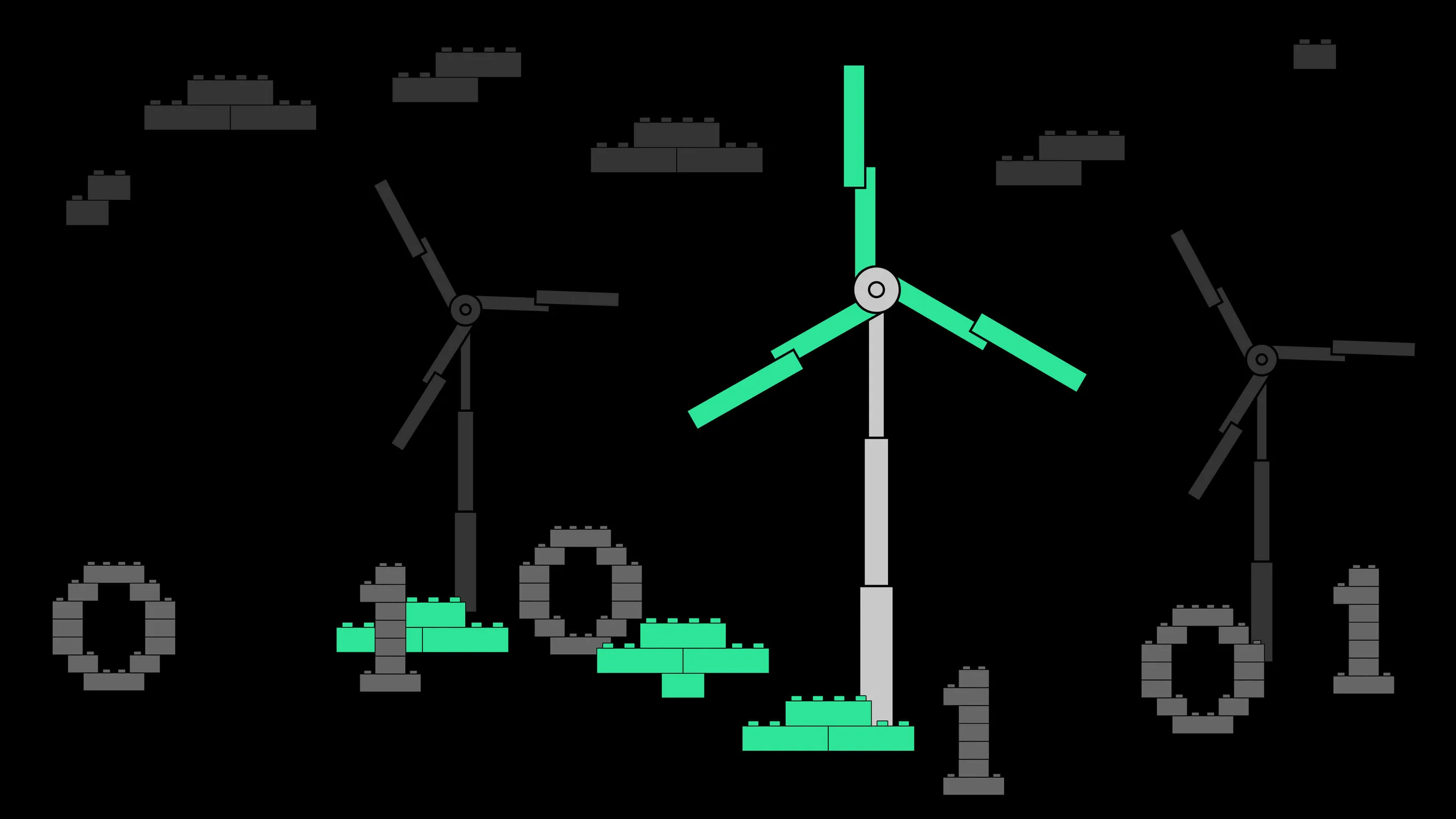 Illustration einer Windkraftanlage aus Lego 