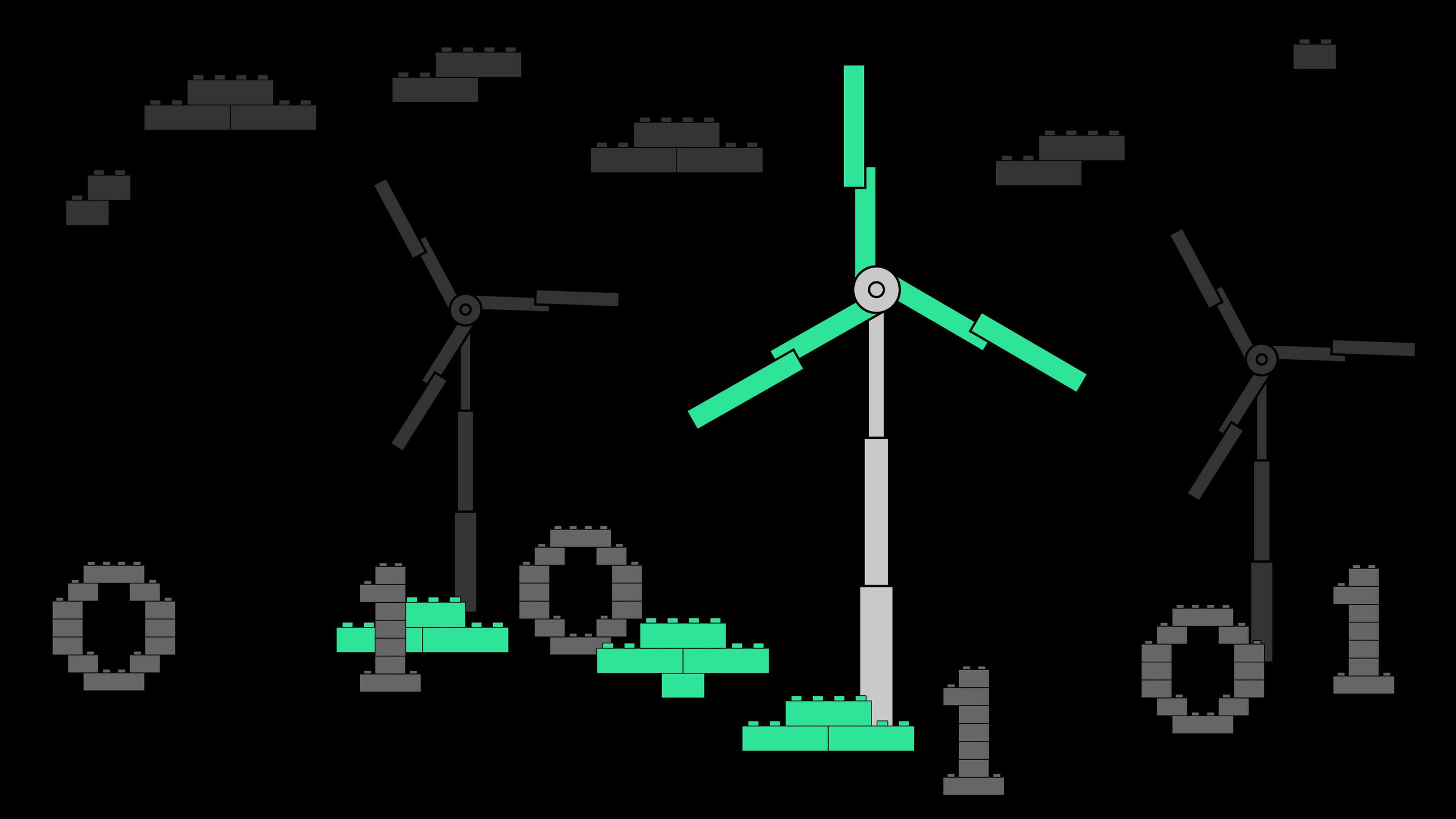 Illustration einer Windkraftanlage aus Lego 