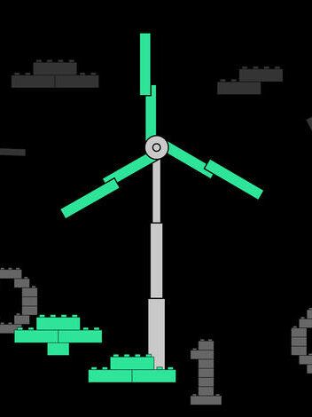 Illustration einer Windkraftanlage aus Lego 
