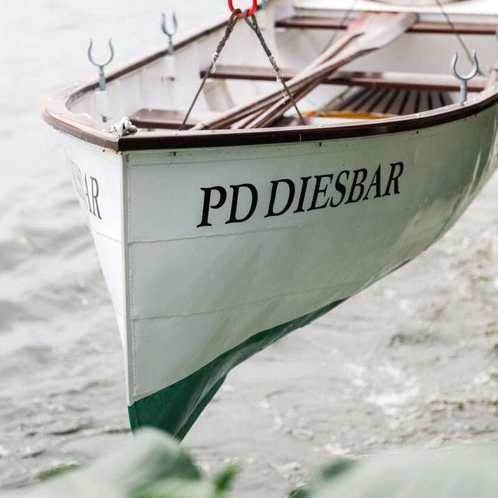 Detailaufnahme eines Rettungsboots des Dampfschiffes „Diesbar”