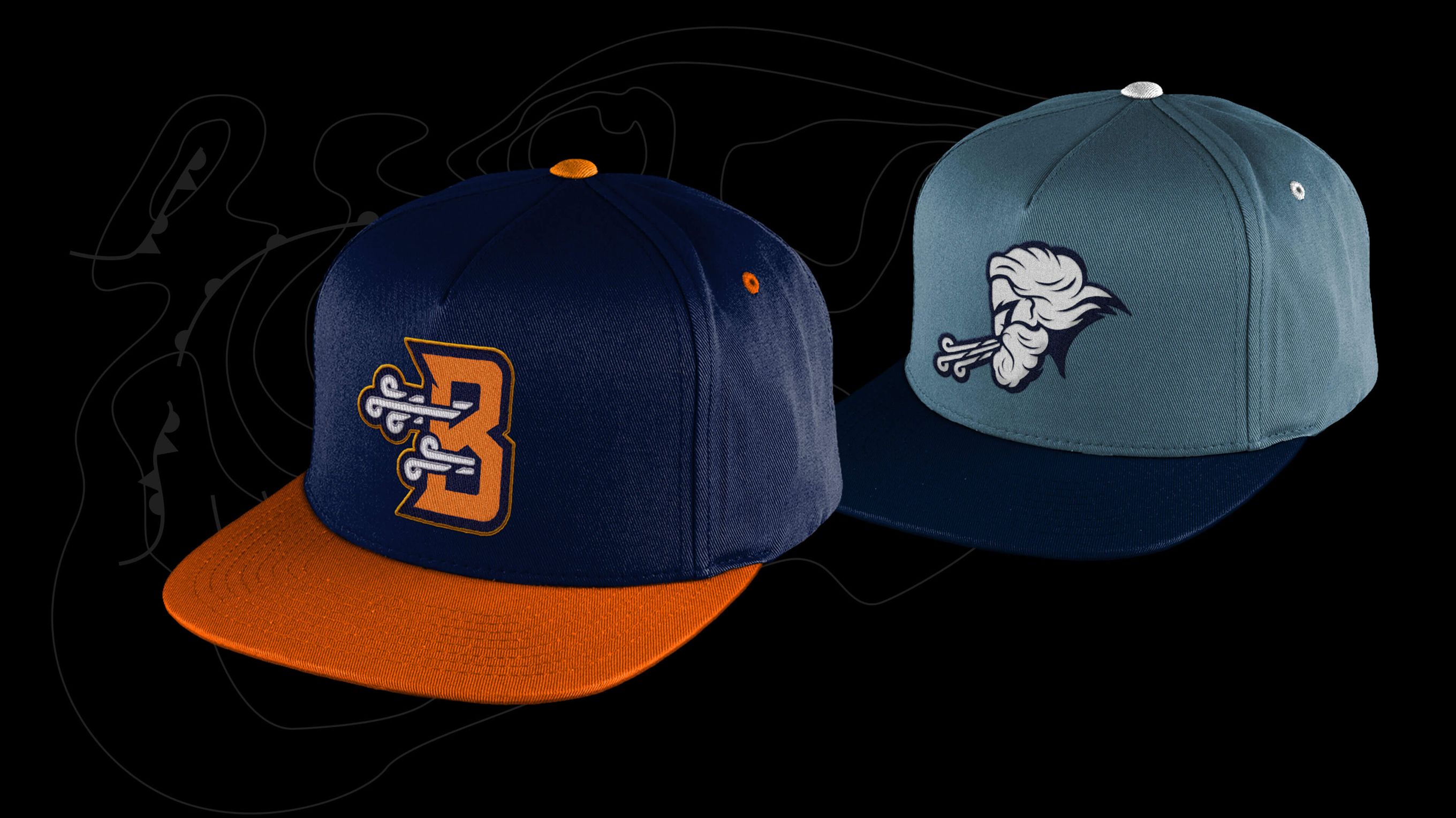 Bild von zwei verschiedenen SC Borea Fan Basecaps